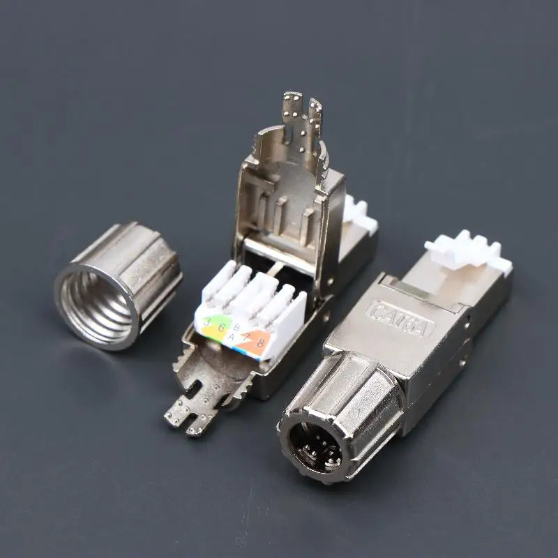 1Pc Zinc Alloy Shielded Ethernet Termination Plugs Cat7 Cat6A Cat8 RJ45 Connector Tool-Free