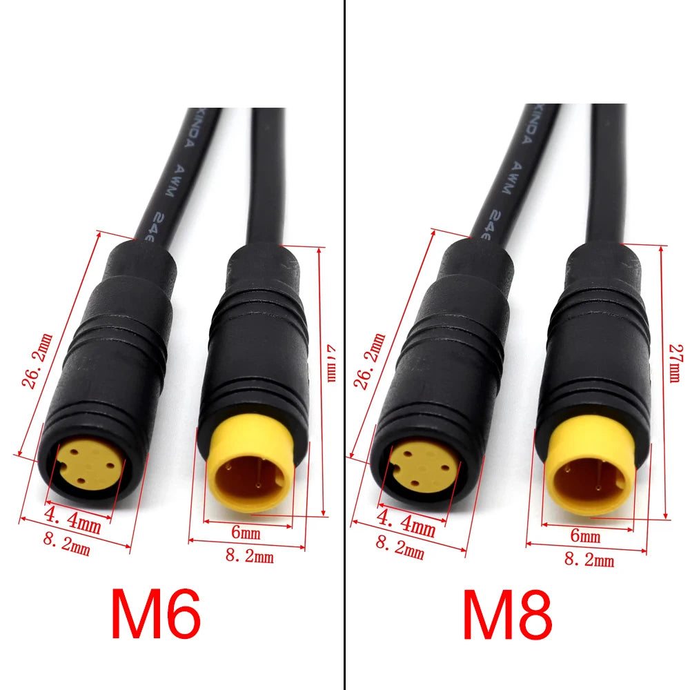 1m M6 M8 2 3 4 5 6 Pin Core Male To Female Julet Electric Butt Cable Plug Connector Scooter Brake Waterproof Signal Sensor Cord