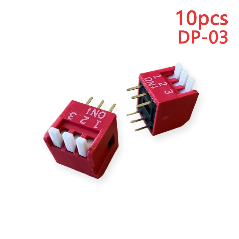10PCS Piano Type Red Toggle Switch Module Spacing 2.54MM Horizontal Type Side Plug DP-1/2/3/4/5/6/7/8/10 Position DIP Switch