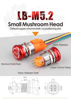 LANBOO 19mm 22mm Metal Emergency STOP Mushroom Push Button Switch Latching Button Switch with LED
