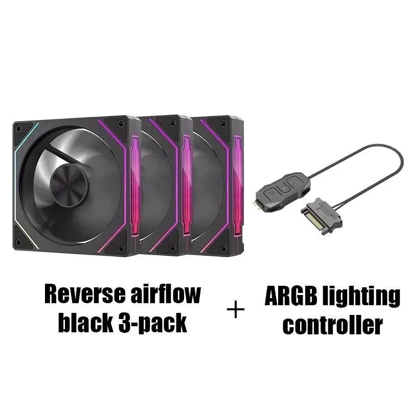 LDPCSJ PRISM 4 PRO 120mm PC Case Fan Equipped with ARGB Controller, 4-Pin PWM Silent Cooling Fan,12V 3Pin Addressable ARGB,45.2CFM High Airflow 600-1500RPM Synchronizable RGB Fan for Gaming Desktop Water Cooling Computer Chas