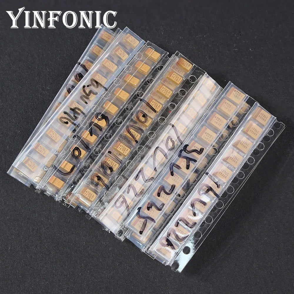 150PCS SMD Tantalum Capacitor Kit Type A / B 15Values*10Pcs 1uF-220uF A/B Case Tantalum Capacitors Set 1UF 2.2UF 4.7UF 10UF 47UF