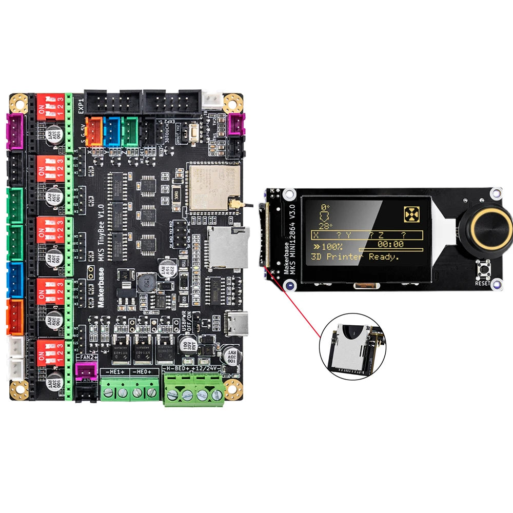 Makerbase MKS TinyBee 3D Printer Motherboard Control Board ESP32 Fit Mini12864 Wifi Control Compatible A4988 TMC2209 Driver