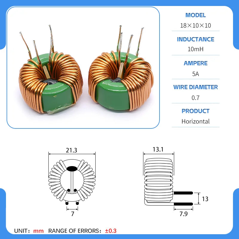 18x10x10 50/80uH 1/2/4/4.7/5/10/20/22/40/45/50mH magnetic ring common mode inductor common mode filter choke