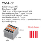 Push-In Wire Connectors Electrical Cable Terminal Block Multiple In/out DIN Rail Mount With Fixing Hole Spliceable DIY connectio