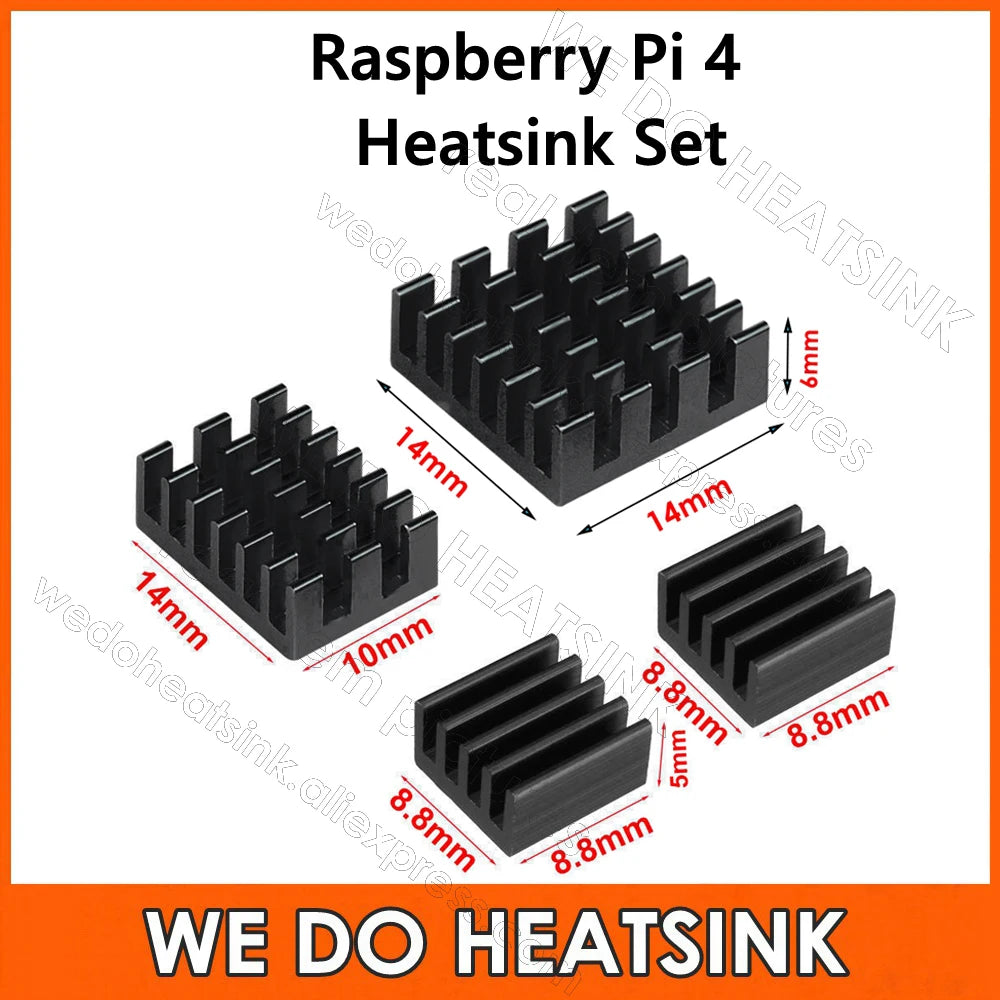 WE DO HEATSINK 4pcs/set Raspberry Pi 4 DIY Heat Sink Aluminum Heatsink Cooler Radiator Kit for Raspberry Pi 4B Heat Dissipation