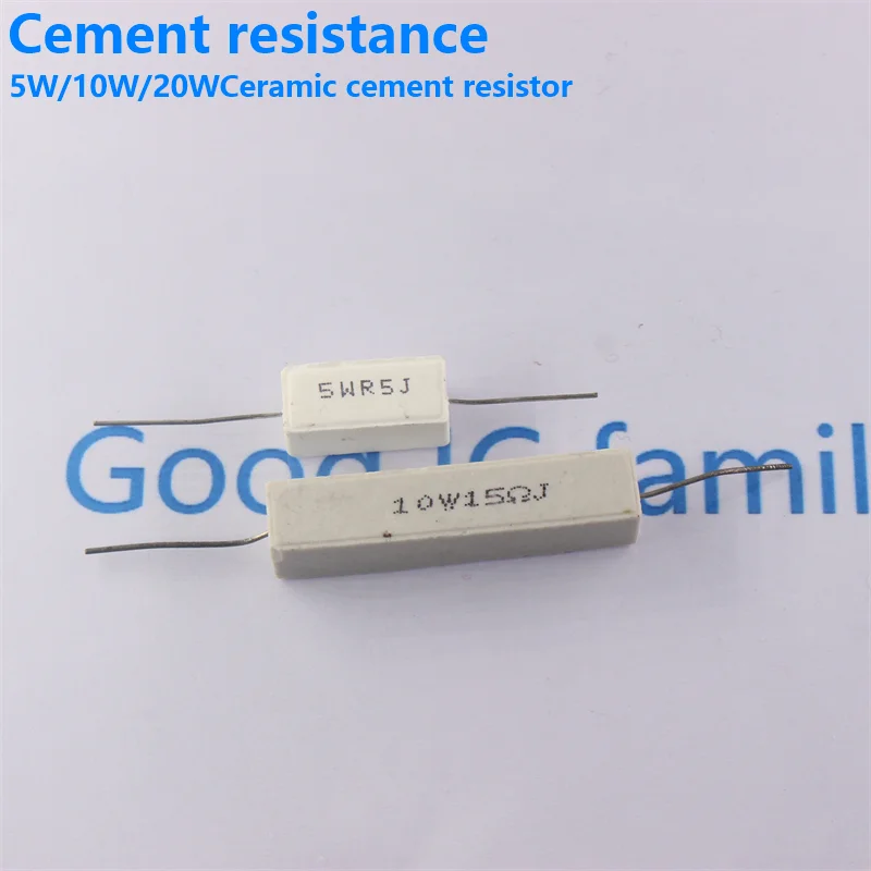 10Pcs Ceramic Cement Resistor 5W 10W 20W 0.1R 0.5 1 2 3 4.7 10 20 50 100 Ohm 6.8k 0.25R 0.5R 3R 10R 51R 100R 680R 1K 5K 10K