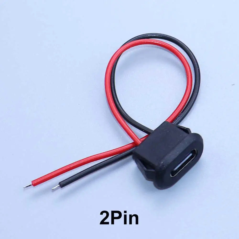 2/4/6Pin USB-C Type-C Waterproof Connector Charger Jack Direct Compression Female Socket Charging Interface With PH2.0 Terminal