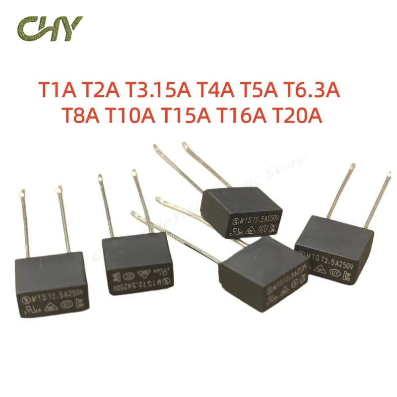 10Pcs/Lot T1A/2/3.15/4/5/6.3/8A/10A/15A/16A/20A 250V MTS Black Square Slow Blow Current Encapsulated  Fuse 8MM（L）*4MM(W)*7MM(H)
