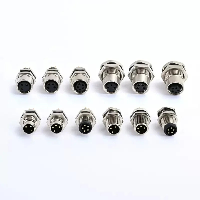 M8 A-Coded Sensor Connector – Panel Back Mount Waterproof Flange Socket & Plug, 3/4/5 Pin Male & Female Threaded Coupling