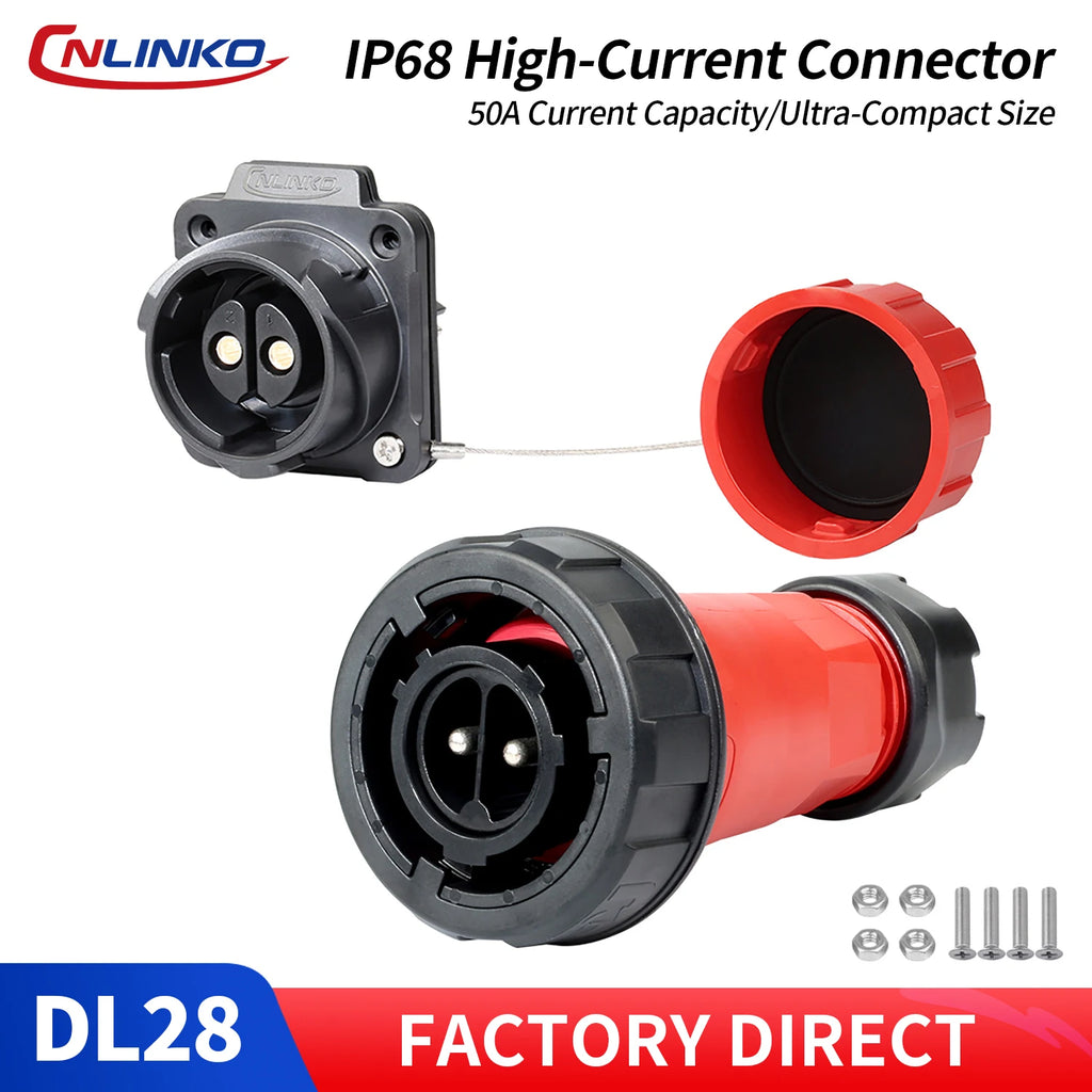 CNLINKO M28 IP68 Circular 35/50A Power Connector Male/Female 2/3/5Pin Quick Lock Set for Industrial Automation Marine & Outdoor