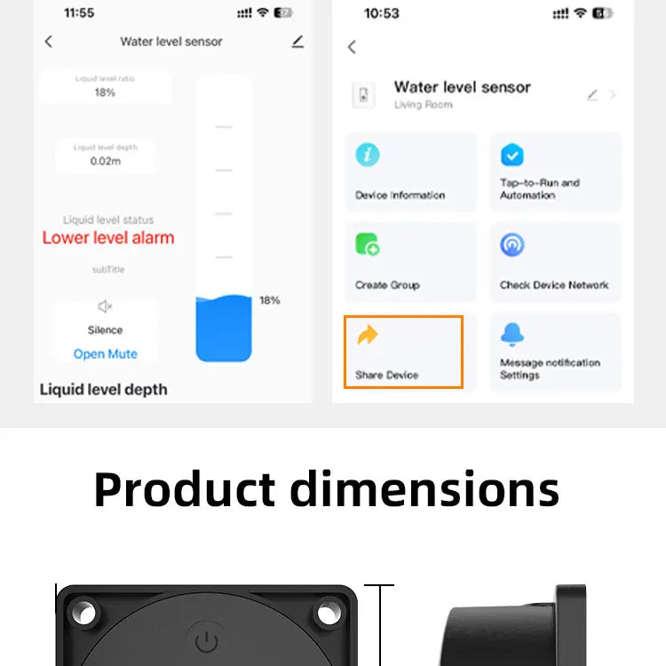Tuya WiFi or ZIgbee Ultrasonic Water Level Sensor Wireless Gauge Water Tank Level Monitor Waterproof IP65 Water Leak Detector