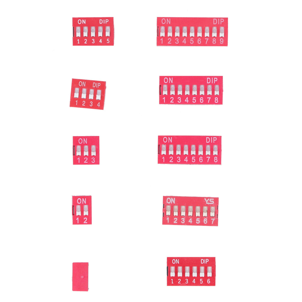 45Pcs Dip Switch Assorted Kit On Off Toggle 2.54mm Range 1 2 3 4 5 6 7 8 9P for Circuit Breadboards Toggle Switch