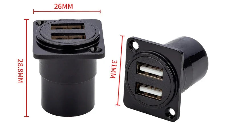 1pc Metal Round/D Type Module RJ45 CAT6&USB 2.0/3.0&Type C&HDMI-Jack Socket Through Network Panel Mounting Electronic Connector