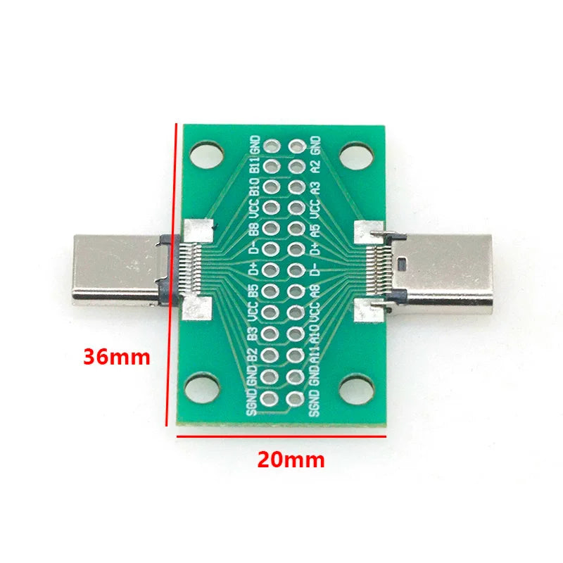 1/2/5pcs Type-C Male Female USB 3.1 Test PCB Board Adapter Type C 24Pin 2.54mm Connector Socket For Data Line Wire Cable Transfe