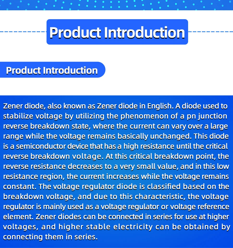 50PCS 1W Zener Diode 1N4727A 3V/ 1N4728A 3.3V/ 1N4729A/3.6V 1N4730A/3.9V 1N4731A/4.3V 1N4732A/4.7V 1N4733A/5.1V 1N4734A/5.6V