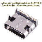 USB Connector Type C Female Charging Port Jack 2/4/6/16 Pin Type-C Socket PCB Soldering SMD SMT DIY Repair Type C Adapter