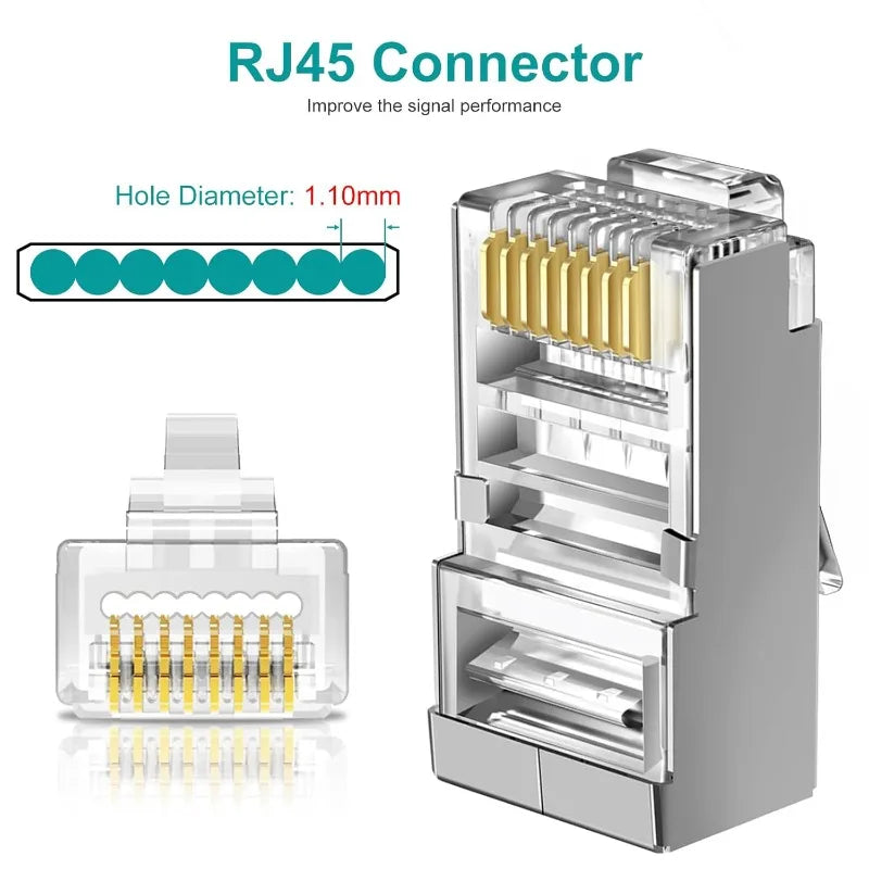 Ethernet Cable Connector Plug Cover RJ45 Cat6 Cat5e Connectors Ethernet Pass Through Plugs Protective Sleeve Cable Protectors