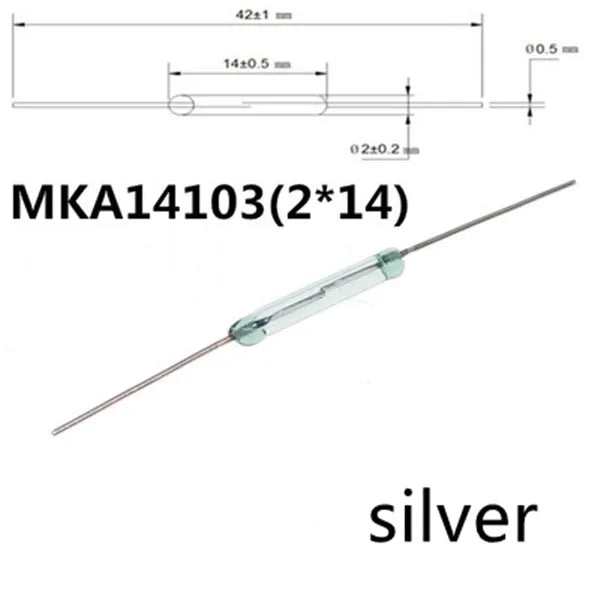5PCS MKA14103 Reed Switch 2*14mm Normally Open Magnetic Induction Sensor NO Gold/Silver Plated Magnetron Control Switch