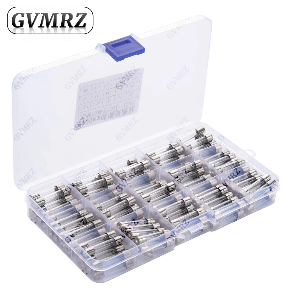 150PCS 15Values 6*30 Glass Tube Fuses Car Glass Tube Fuses Assorted Kit 6X30 with Box fusiveis 0.1A-30A Household Fuses