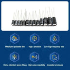 720pcs/set 1UF-470UF Electrolytic Capacitor Kit + 10Ω~1MΩ 1/4W Metal Film Resistor Assortment Set for DIY Electronic Repair