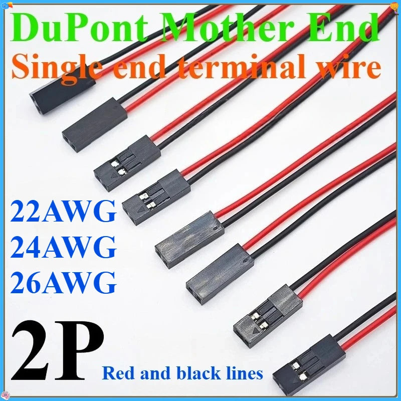 10/20pcs 2pin Dupont Cable 2P 2 Pin Female Jumper Connector Wire 2.54mm Pitch Length 10CM 20CM 30CM Single Head For 3D Printer