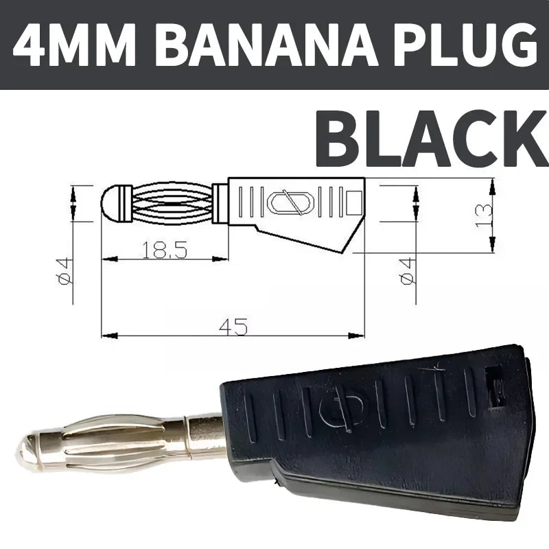 4mm 90 Degree Stackable Banana Plug, Solderless Side Entry Connector for Multimeter Test Leads, Audio Equipment and Power Supply