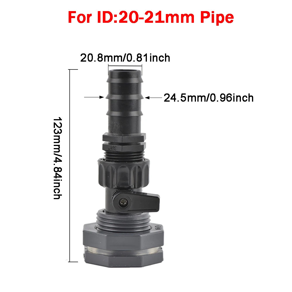 Rain Barrel Overflow Kit, 3/4 Inch Rain Barrel Valve, Barbed Fittings Connectors Tee Elbow Water Pipe Fittings