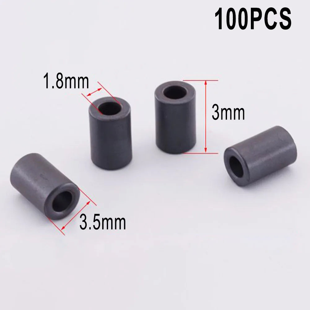 100pcs Hollow Ferrite Beads Filter Rings for Suppressing Spike Interference on Signal and Power Lines in Electronic Applications