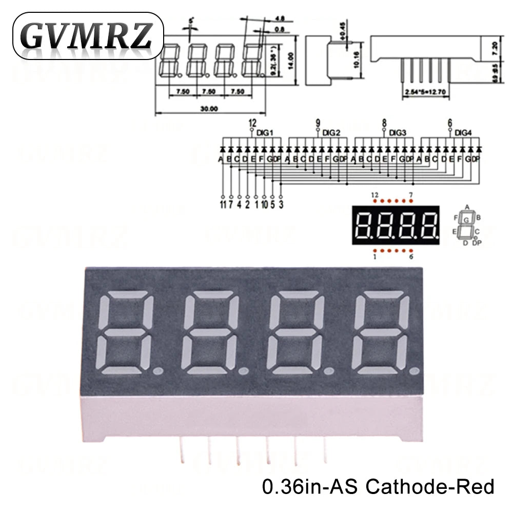 0.36inch Digital tube Common AnodeCathode Red 1 2 3 4 Bit digital Tube LED Display 7 segment