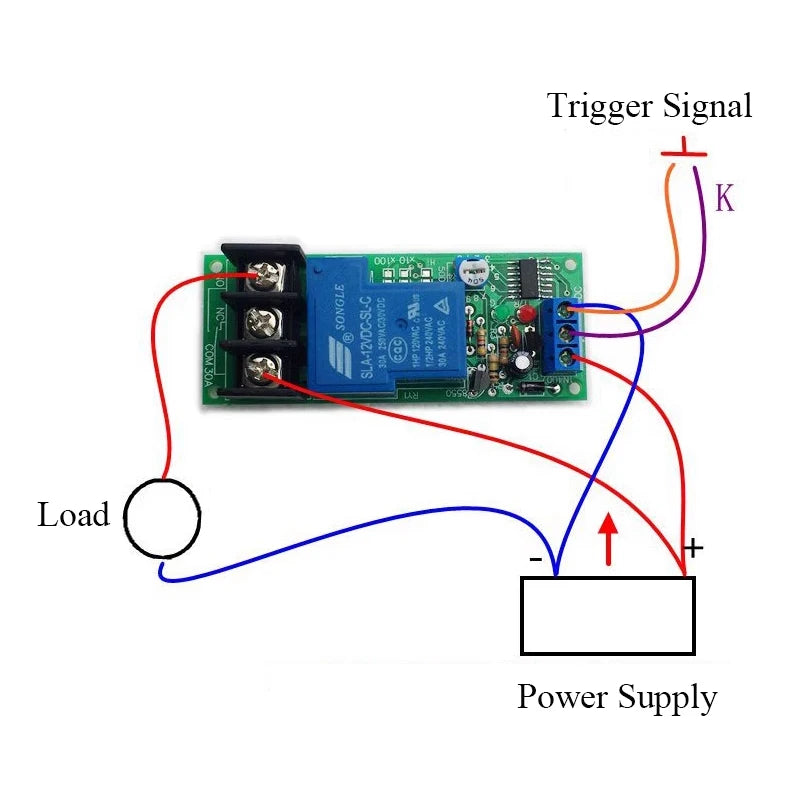 Time Delay Relay Module Triggle Timer Control Switch DC12V 24V High-power 30A  1-10000s Delay Adjustable Turn Off Conduction