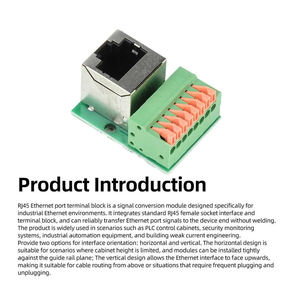 Solderless RJ45 Terminal Block DIN Rail Mount Gigabit Shielded Ethernet Breakout Board FR4 Material For PLC Security Monitoring