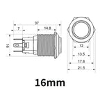 12/16/19/22mm Metal Push Button IP66 Waterproof Self Reset Latching Red LED 1NO1NC Plug Terminal 5V 12V 220V Control Switch Blue