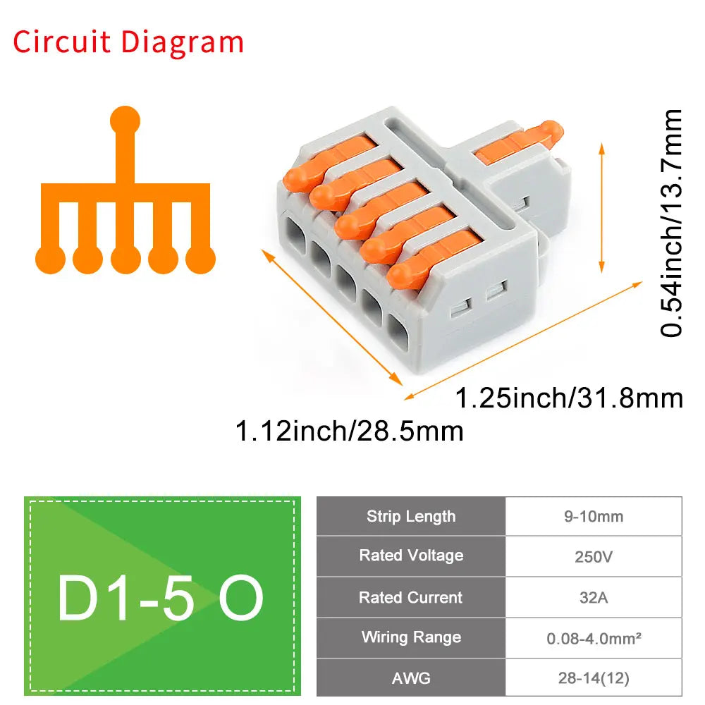 10/50 PCS Universal Compact Mini Fast Wire Connectors Lever Nut Crimp Splitter Electrical Conductors Push-in Home Terminal Block