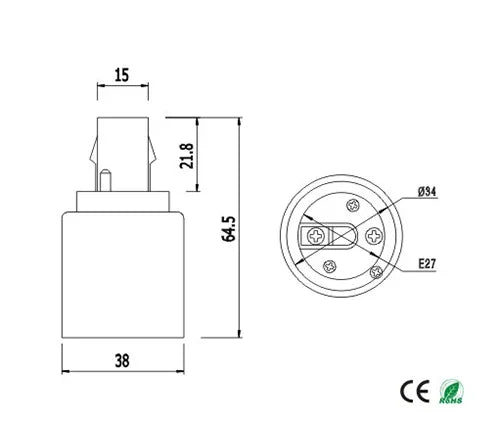 2PCS 2-Pin G24d to E26 E27 adapter 2P CFL Led Bombillas G24 to Screw Light Socket Bulb Base Lampholder Converter Adapter