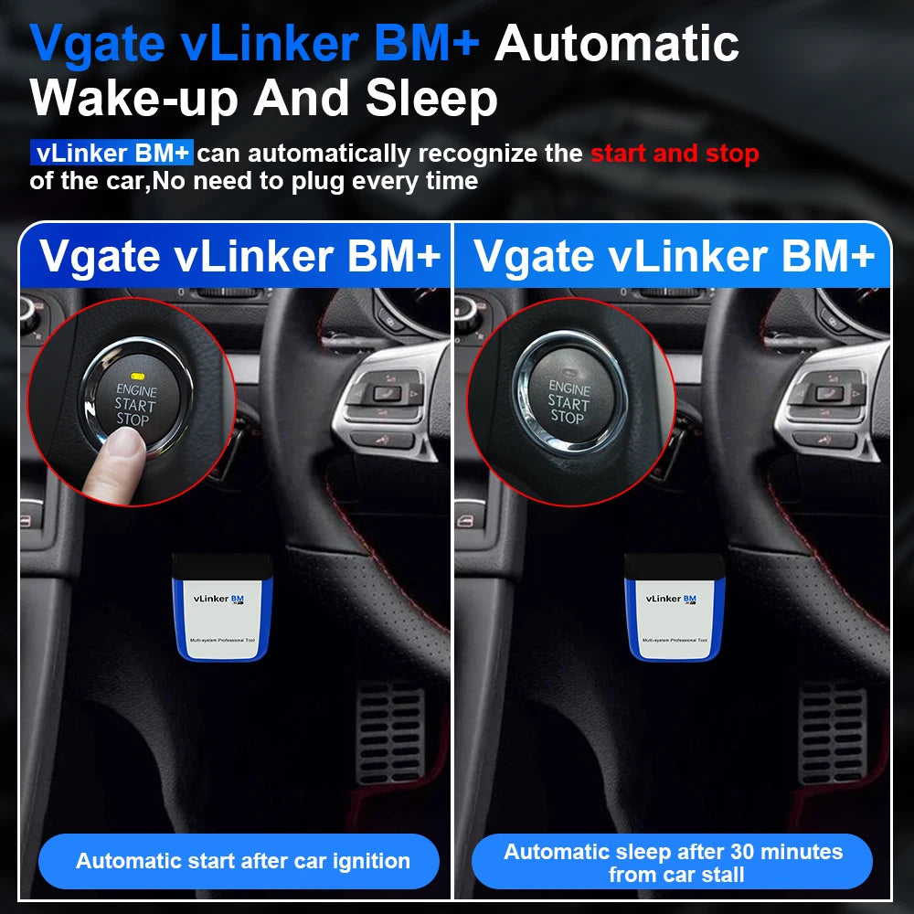 Vgate VLinker BM+ ELM327 OBD2 Car Diagnostic Tools Bluetooth 4.0 Bluetooth 3.0 for Android iOS Auto Scanner for Bimmercode