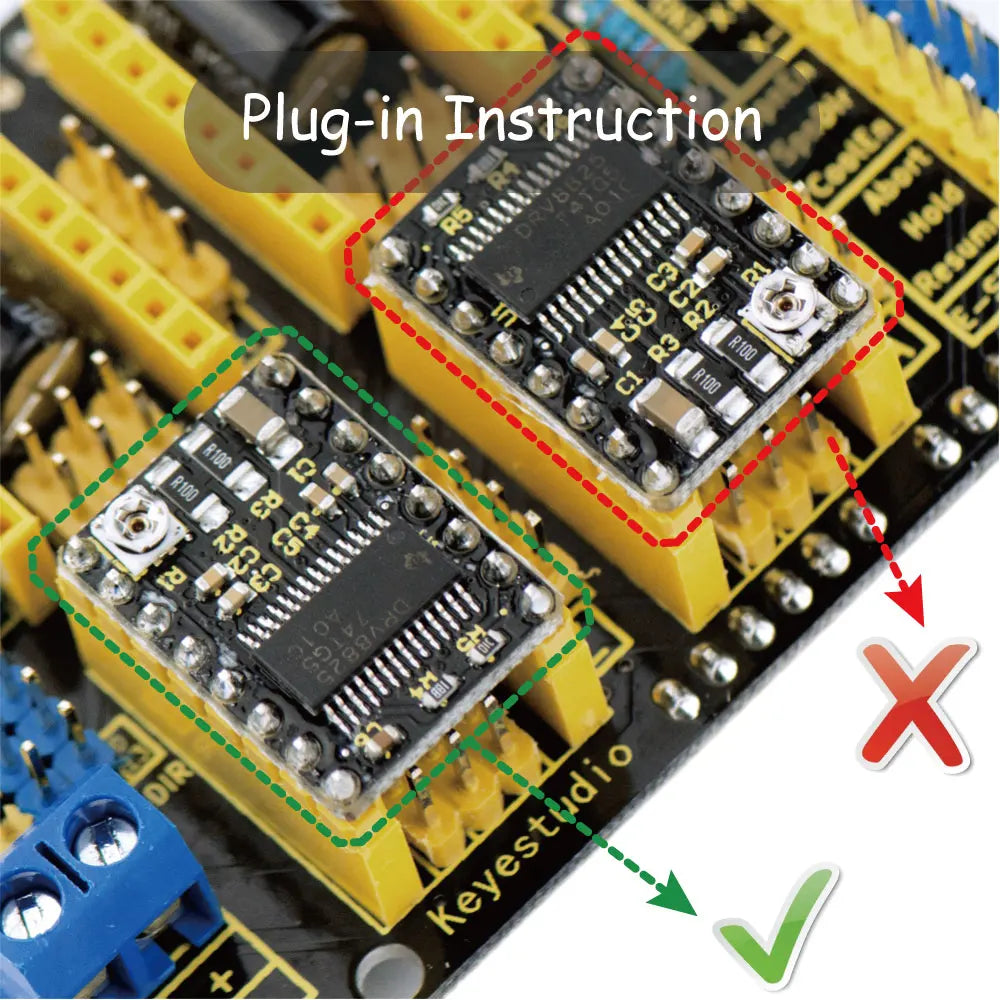 Keyestudio CNC Kit For Arduino CNC Shield V3.0+UNO R3+4pcs DRV8825 Driver +1pc USB Cable Compatible GRBL 0.8c Kit