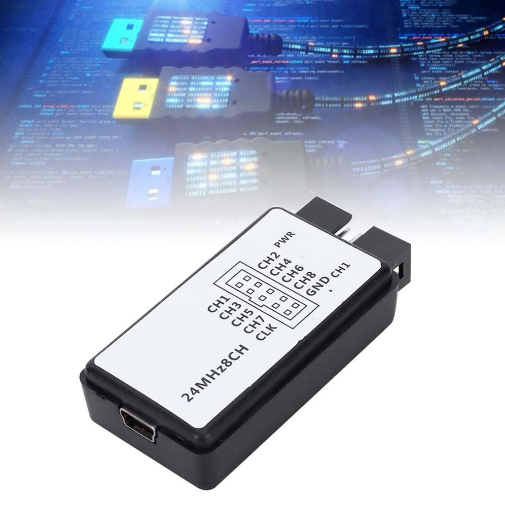Logic Analyzer 24MHz USB Logic Analyzer Device Set Mini Digital  Size 8 Channel Input Memory 24MHz
