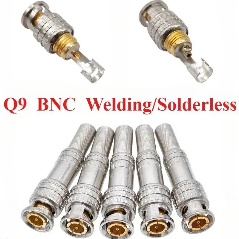 5Pcs BNC Solderless Connector Q9 HD Video Oscilloscope Male Plug Welding Free 75-5 Ohm Monitoring Weldings Cable Connectors