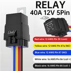 1PC 12V 40A Relay 5 Pin Waterproof Auto Relay Heavy Duty 12AWG and 16AWG Car Relay Kit with Harness Set for 12 Volt Automotive