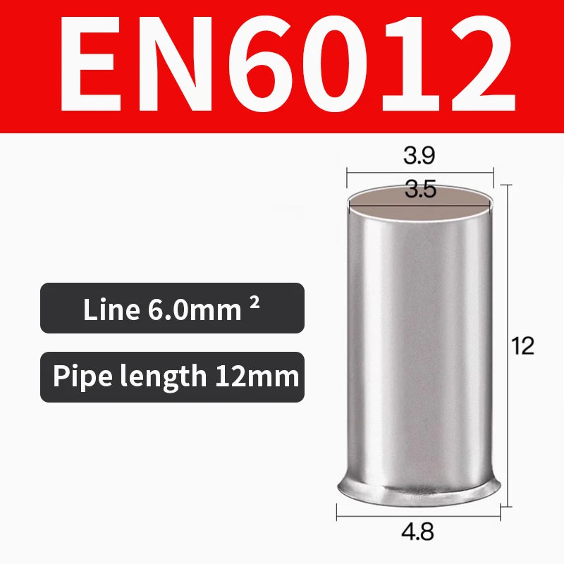 100/200pcs EN tube type plug wire nose cold pressed terminal block copper wire pair connector wiring tube