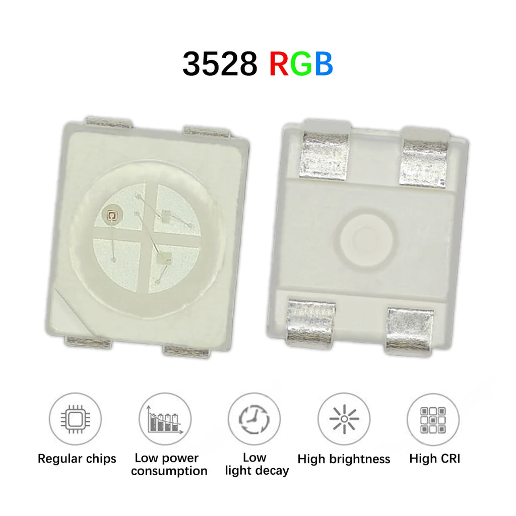 Super Bright 3528 RGB 1210 SMD Full Color LED Chips, Common Anode/Cathode, White Face for LED Display