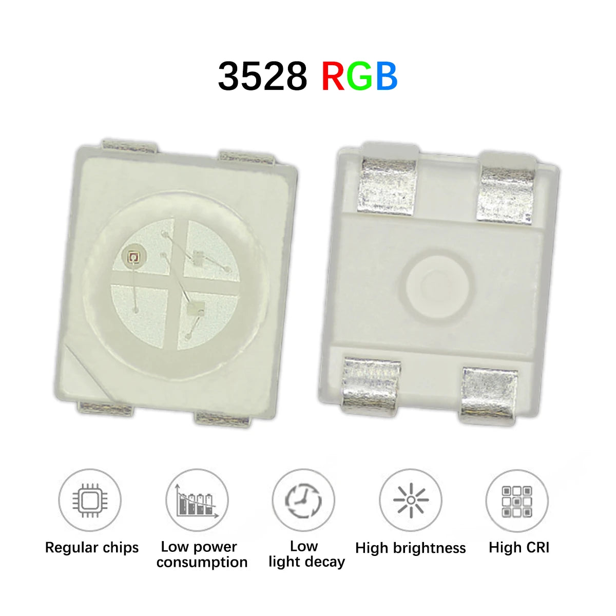 Super Bright 3528 RGB 1210 SMD Full Color LED Chips, Common Anode/Cathode, White Face for LED Display