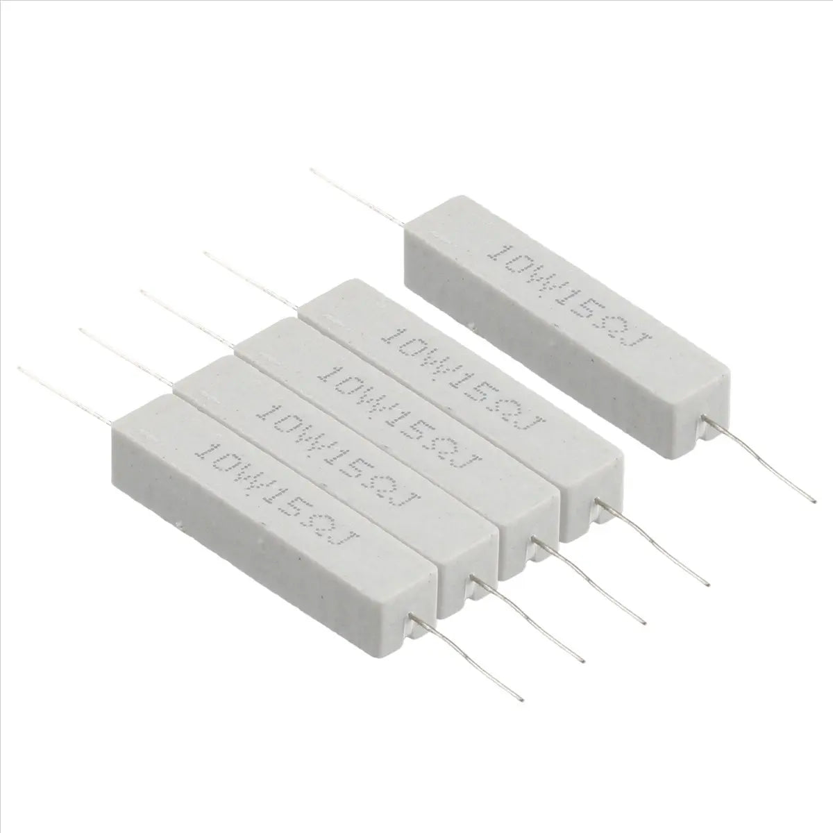 (FDDT) 5 Pcs 10W Watt 15 ohm 5% Wirewound Ceramic Cement Resistor