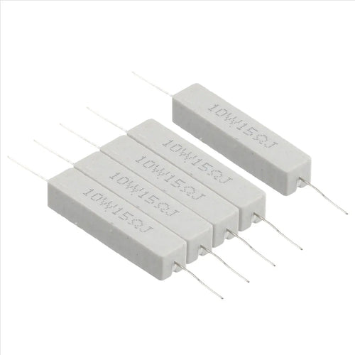 (FDDT) 5 Pcs 10W Watt 15 ohm 5% Wirewound Ceramic Cement Resistor