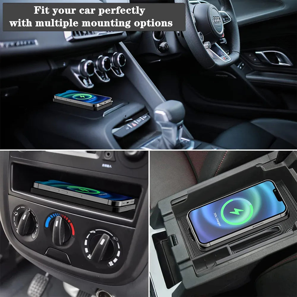 Car Wireless Charger for Samsung Galaxy S24 S23 S22 Induction Fast Car Charging Pad for iPhone Xiaomi Mobile Phone Car Charger