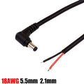 90 Degree Right Angle DC Power 5.5mm 2.1mm Barrel Male Plug Connector to Pigtail Cable for 5050 3528 LED Strip Light CCTV Camera