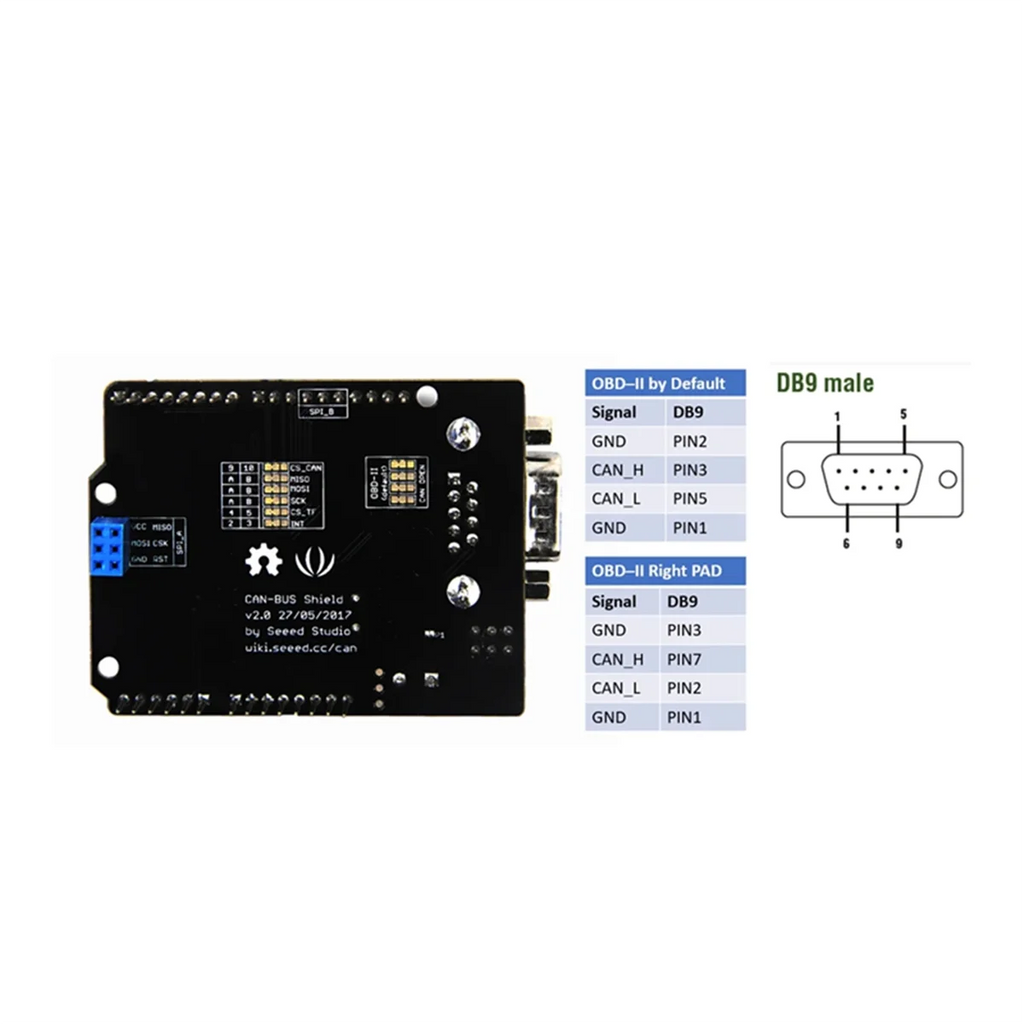 AB01 CAN-Bus Shield V2 for for Controller and Transceiver, CAN-BUS Shield Adopts MCP2515 and MCP2551