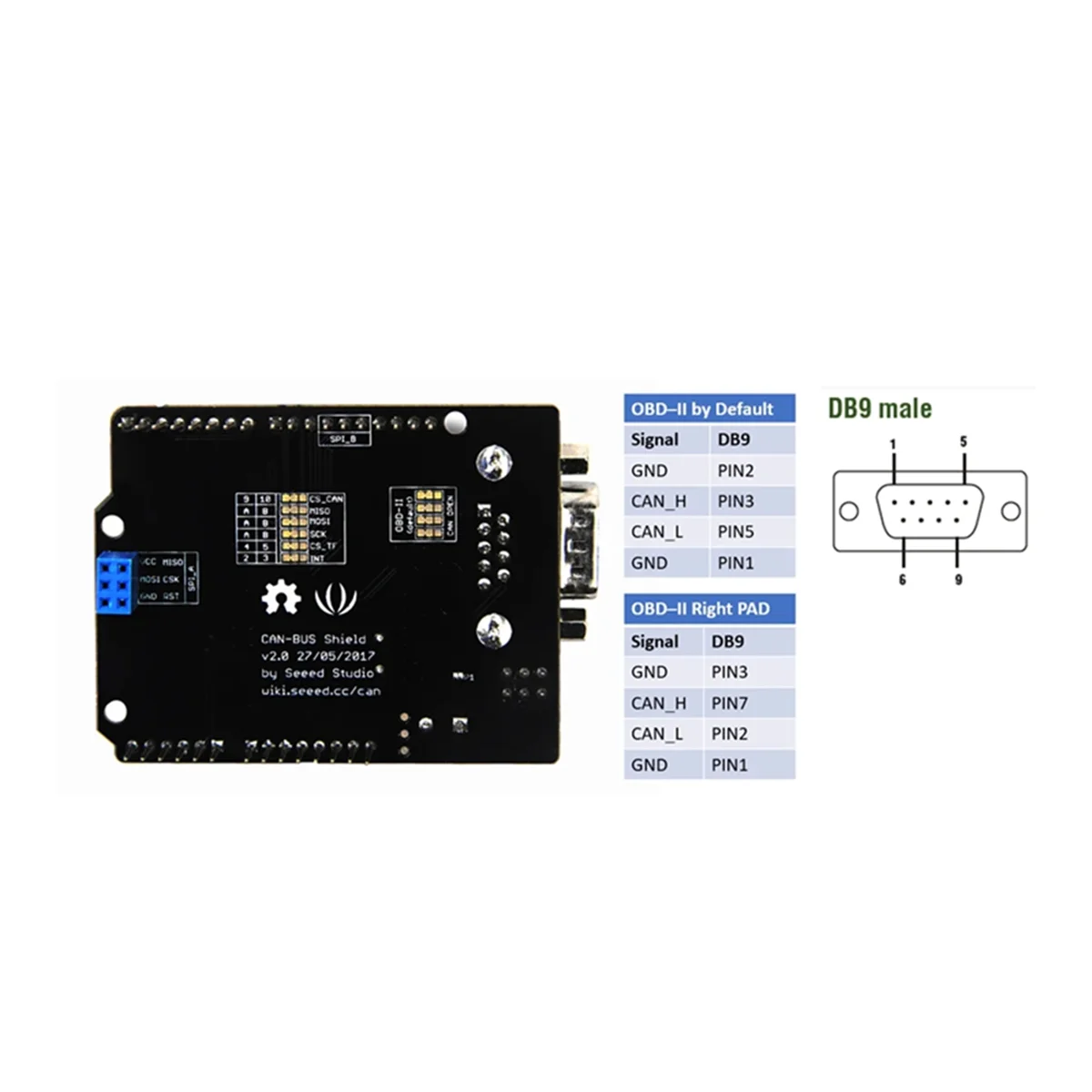 AB01 CAN-Bus Shield V2 for for Controller and Transceiver, CAN-BUS Shield Adopts MCP2515 and MCP2551