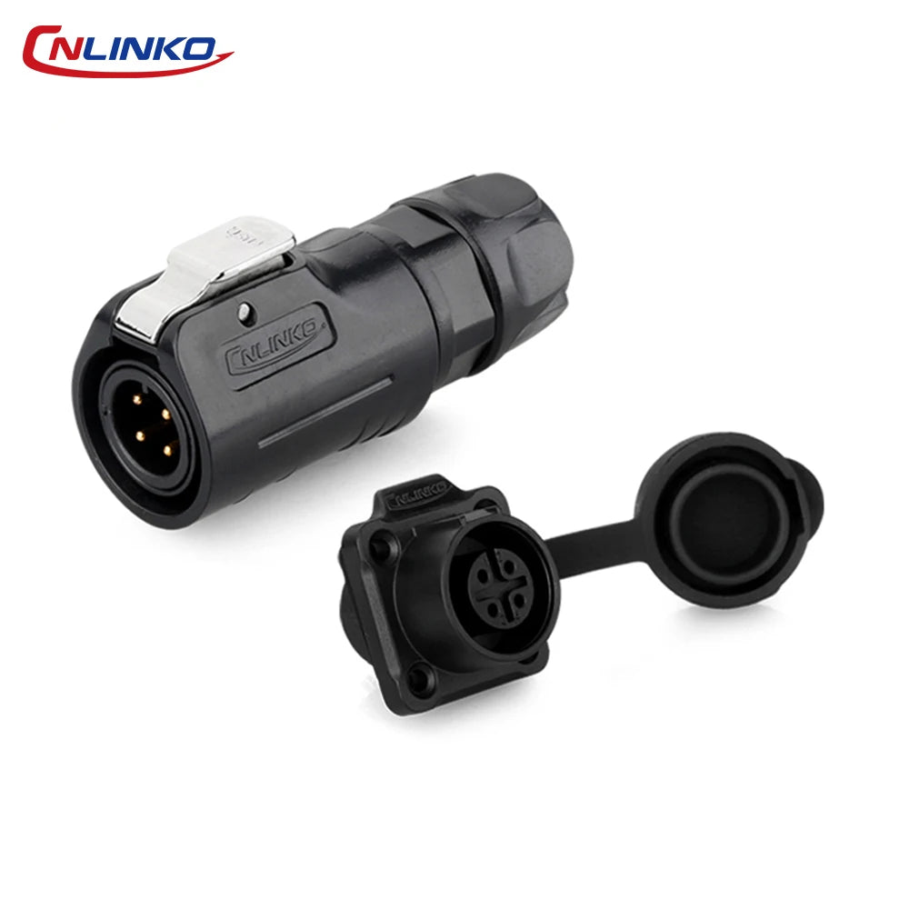 CNLINKO M12 IP68 Circular Solder Connector Male/Female Panel Mount PBT Housing Quick Lock for Marine & Industrial Automation